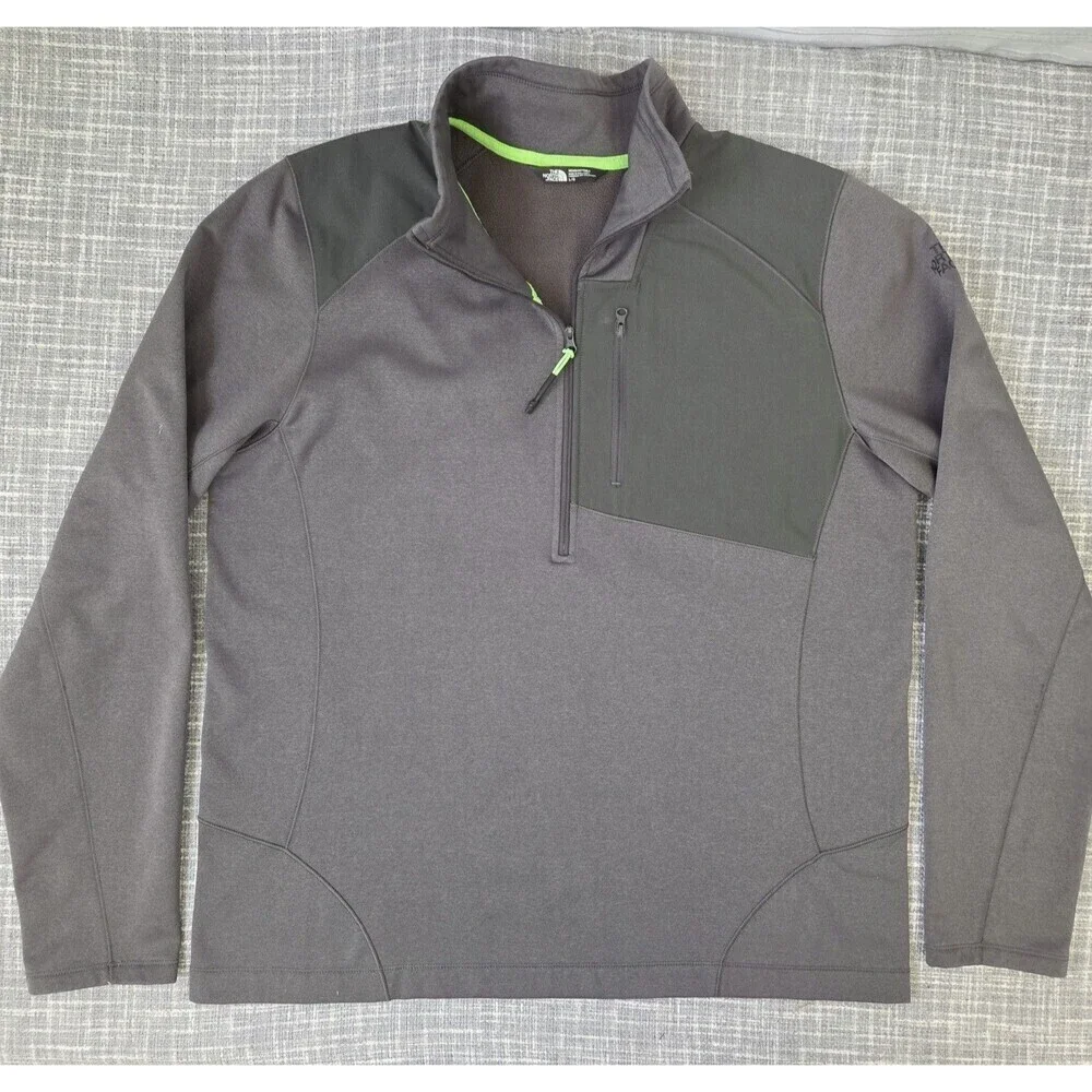 THE NORTH FACE Flash Dry XD 1/2 Zip Pullover Fleece Gray Jacket Men's L SEE DESC